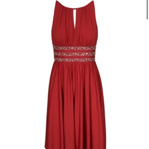 SEQUINED WAIST HALTER DRESS